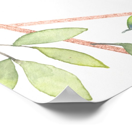 Moderne botanische koperen bruiloft poster (Hoek)