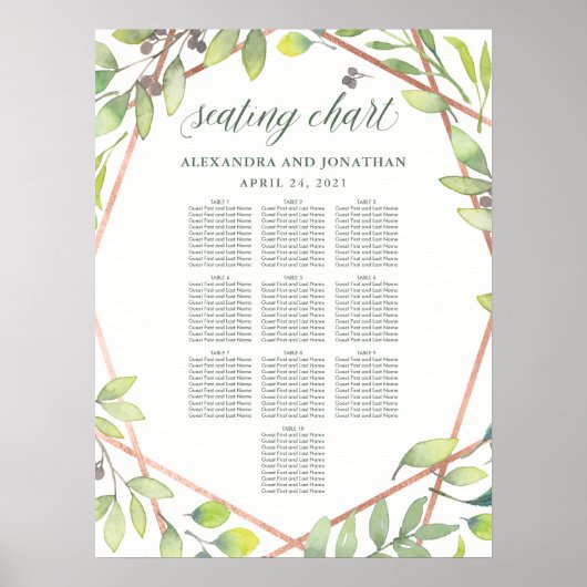 Moderne botanische koperen bruiloft poster (Voorkant)