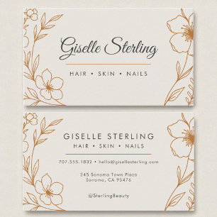 Moderne Botanische Koperen Taupe Naam Typografie Visitekaartje