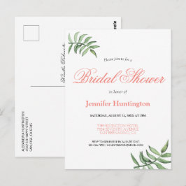 Moderne botanische koraalbassin-uitnodiging briefkaart