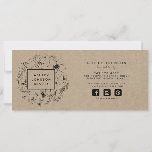 Moderne botanische kraft-cadeaubon (Achterkant)