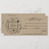 Moderne botanische kraft-cadeaubon (Voorkant / Achterkant)