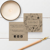 Moderne Botanische Kraft en Zwart Script Square Vierkante Visitekaartje