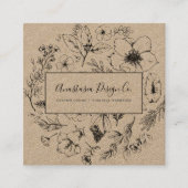 Moderne Botanische Kraft en Zwart Script Square Vierkante Visitekaartje (Voorkant)
