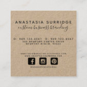 Moderne Botanische Kraft en Zwart Script Square Vierkante Visitekaartje (Achterkant)