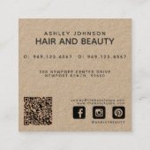 Moderne botanische Kraft en zwarte Floral Vierkante Visitekaartje (Achterkant)