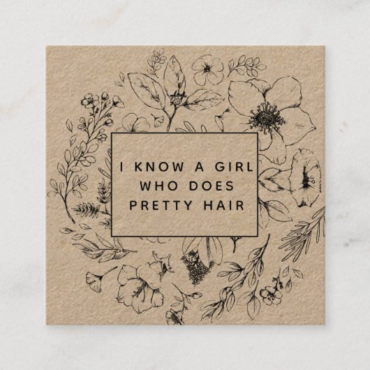 Moderne Botanische Kraft en zwarte Referral-Kaart Vierkante Visitekaartje (Voorkant)