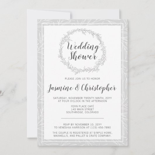 Moderne Botanische krans bruiloft douche uitnodigi Kaart (Voorkant)