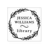 Moderne Botanische krans Persoonlijke Bibliotheek  Rubberstempel (Afrduk)
