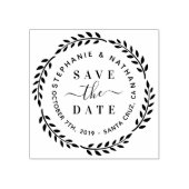 Moderne Botanische krans & script Sla de datum op Rubberstempel (Afrduk)