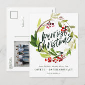 Moderne botanische kreupelachtige onderneming feestdagenkaart (Voorkant / Achterkant)