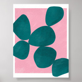 Moderne botanische kunst in groen en roze poster