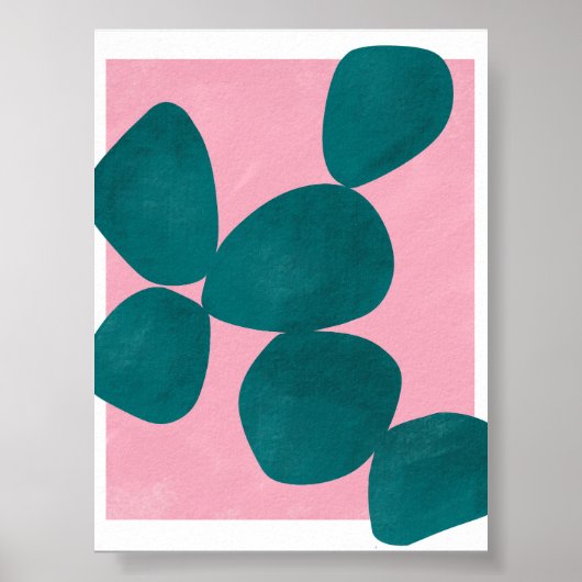 Moderne botanische kunst in groen en roze poster (Voorkant)