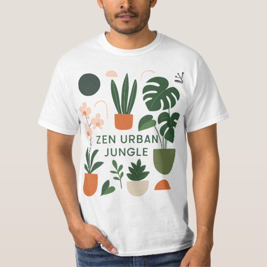 Moderne botanische kunst Print: Zen Urban Oerwoud  T-shirt (Voorkant)