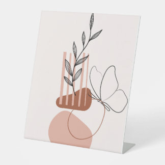 Moderne Botanische Kunstprint, Reclamebord Met Voetstuk