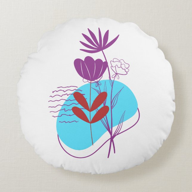 Moderne botanische kussensloop voor huisdecoratie rond kussen (Voorkant)