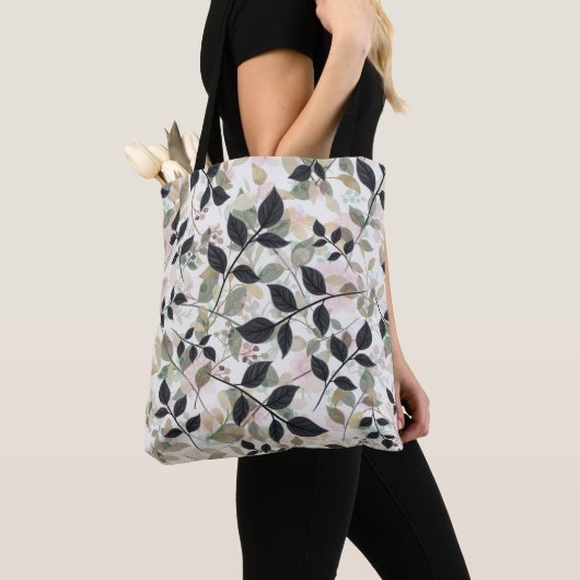 Moderne botanische lagen van bladeren tote bag (Dichtbij)