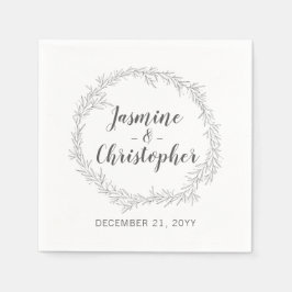 Moderne Botanische Leaf krans bruiloft serveren Servet