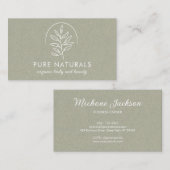 Moderne botanische leder Logo Eenvoudig natuurlijk Visitekaartje (Voorkant / Achterkant)