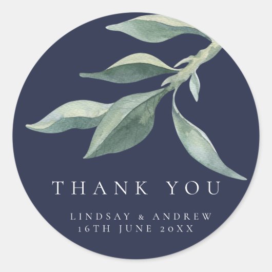 Moderne botanische lederen die het pleisterzegel v ronde sticker (Voorkant)