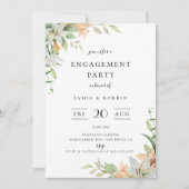 Moderne Botanische Lelie Bloemen Verlovingsfeest Kaart (Voorkant)