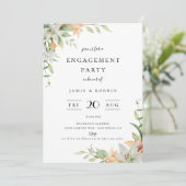 Moderne Botanische Lelie Bloemen Verlovingsfeest Kaart (Staand voorkant)