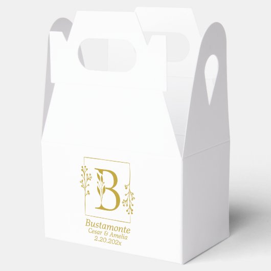 Moderne botanische letter B op maat Bedankdoosjes (Geopend)