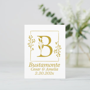 Moderne botanische letter B op maat Briefkaart