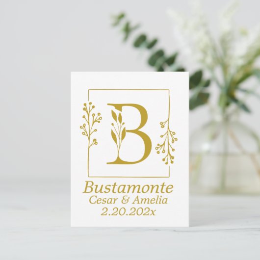 Moderne botanische letter B op maat Briefkaart (Staand voorkant)