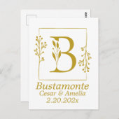 Moderne botanische letter B op maat Briefkaart (Voorkant / Achterkant)