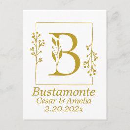 Moderne botanische letter B op maat Briefkaart