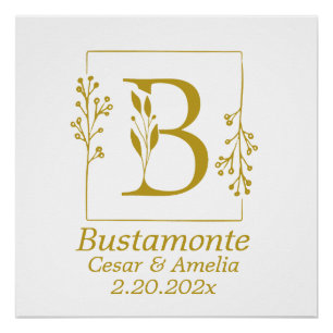 Moderne botanische letter B op maat Perfect Poster