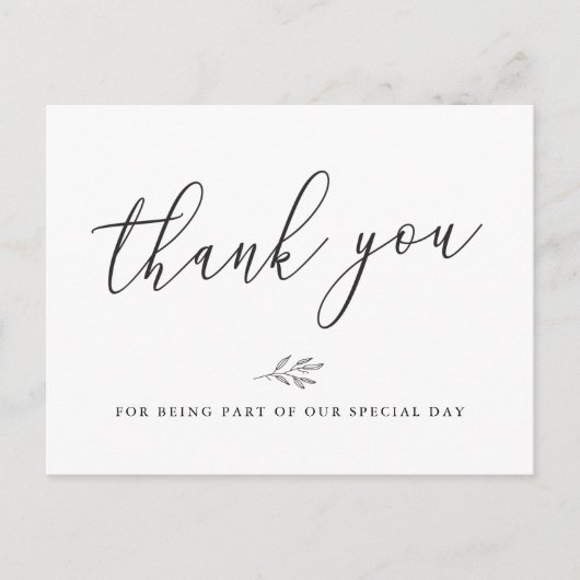 Moderne botanische lijn Kunst Weddenschap Dank je Briefkaart (Voorkant)