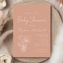 Moderne botanische lijnkunst terracotta babyshower