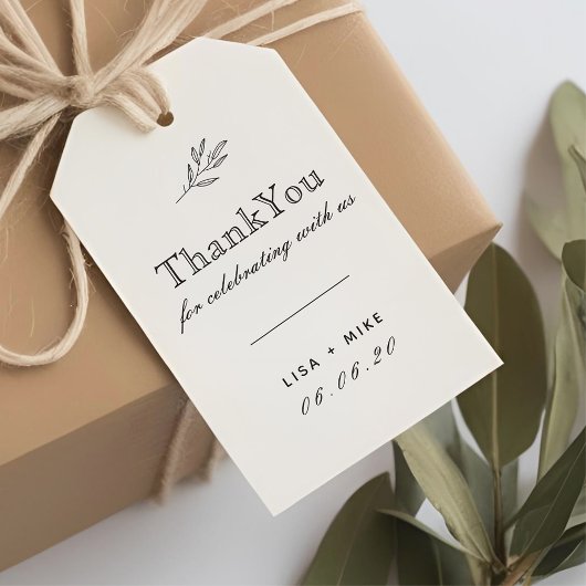 Moderne Botanische Lijnkunst Trouw Bedankt Cadeaulabel