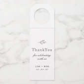 Moderne Botanische Lijnkunst Trouw Favoriet Bedank Flessenhanger (Voorkant)