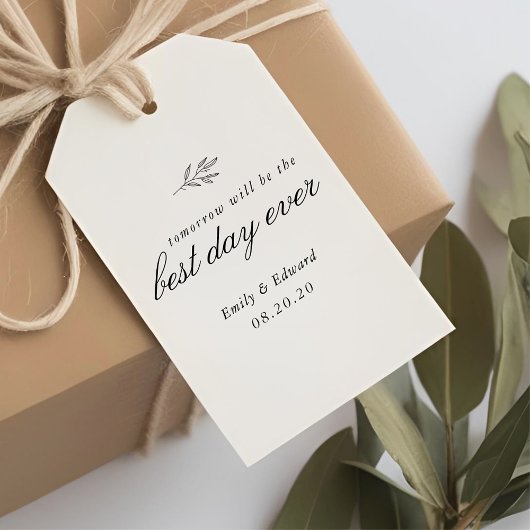Moderne botanische lijstkunst bruiloft repetitie d cadeaulabel