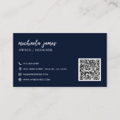 Moderne Botanische Logo Elegant Schrift QR Code Visitekaartje (Achterkant)