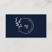 Moderne Botanische Logo Elegant Schrift QR Code Visitekaartje (Voorkant)