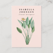 Moderne Botanische Logo Roze QR Code Social Media Visitekaartje (Voorkant)