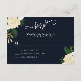 Moderne Botanische Marine Huwelijks RSVP Kaartje
