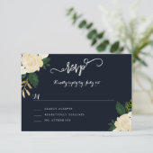Moderne Botanische Marine Huwelijks RSVP Kaartje (Staand voorkant)