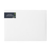 Moderne botanische marine trouwlabel omwikkeld (Voorkant)