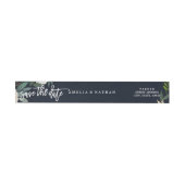 Moderne botanische marine trouwlabel omwikkeld (Individueel)