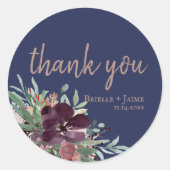 Moderne botanische marinevlek Roos Gold Wedding Fa Ronde Sticker (Voorkant)