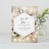 Moderne Botanische Mason Jar bruiloft Save The Date (Staand voorkant)