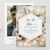 Moderne Botanische Mason Jar bruiloft Save The Date (Voorkant / Achterkant)