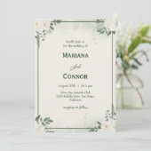 Moderne botanische minimalistische huwelijksuitnod kaart (Staand voorkant)