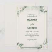 Moderne botanische minimalistische huwelijksuitnod kaart (Voorkant / Achterkant)