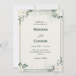 Moderne botanische minimalistische huwelijksuitnod kaart